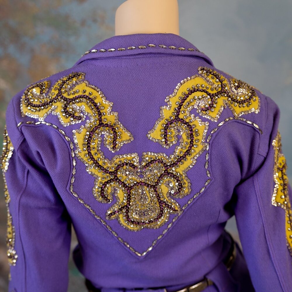 Vintage 1950s Rodeo Queen Western Suit – Custom Purple & Gold Sequin - Picture 13 of 17
